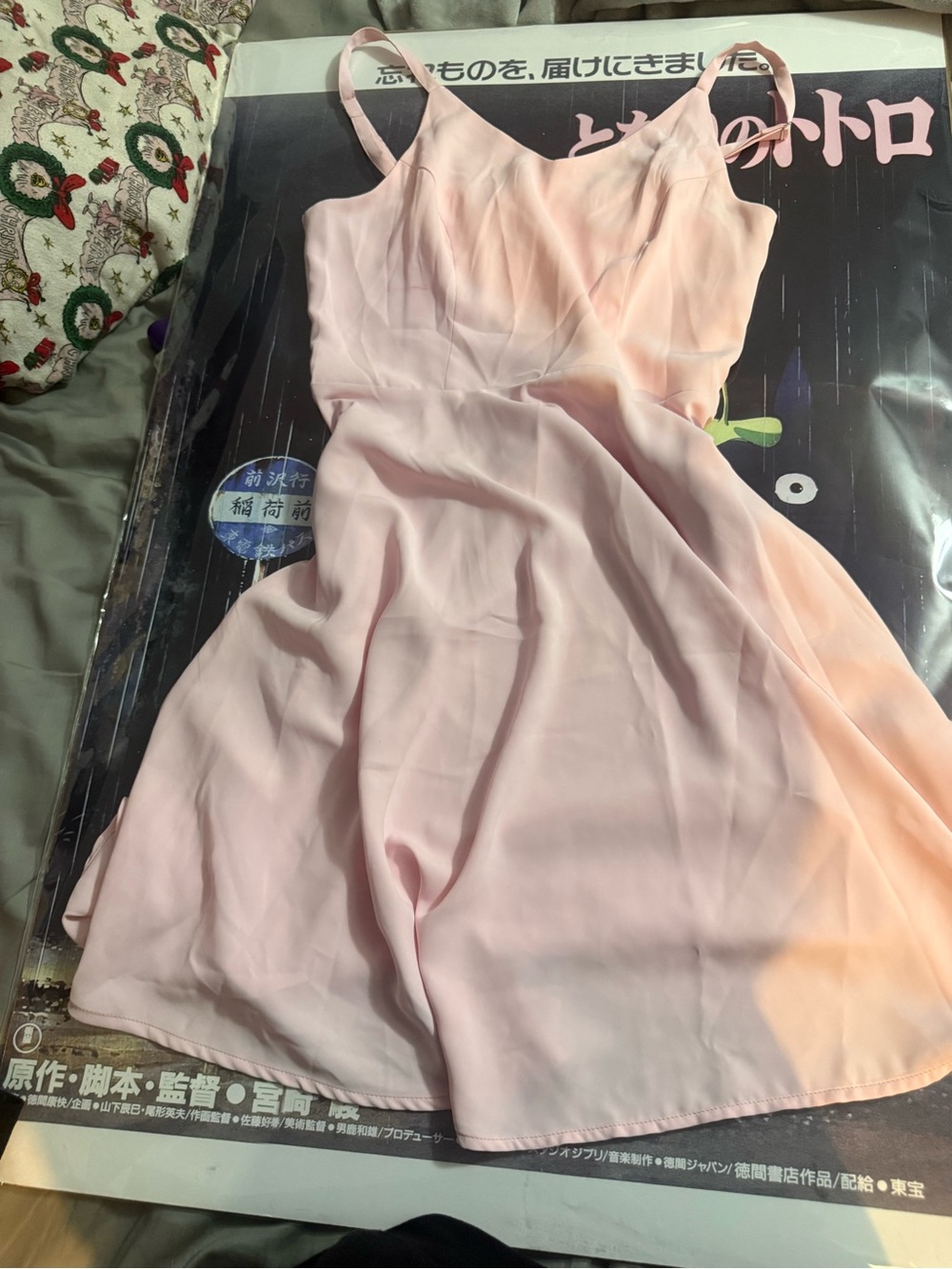 Girls' Light Pink Spaghetti-Strap Casual Dress